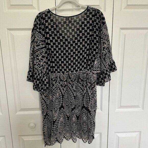 Anthropologie Akemi Kin Brooke Embroidered Eyelet Black Kimono Dress - Picture 2 of 5